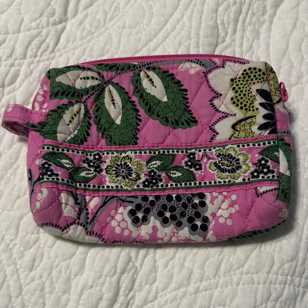 Vera‎ Bradley Pink and Green Floral Cosmetic Bag
